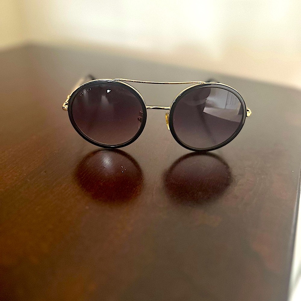 Round Black and Gold Gucci Sunglasses